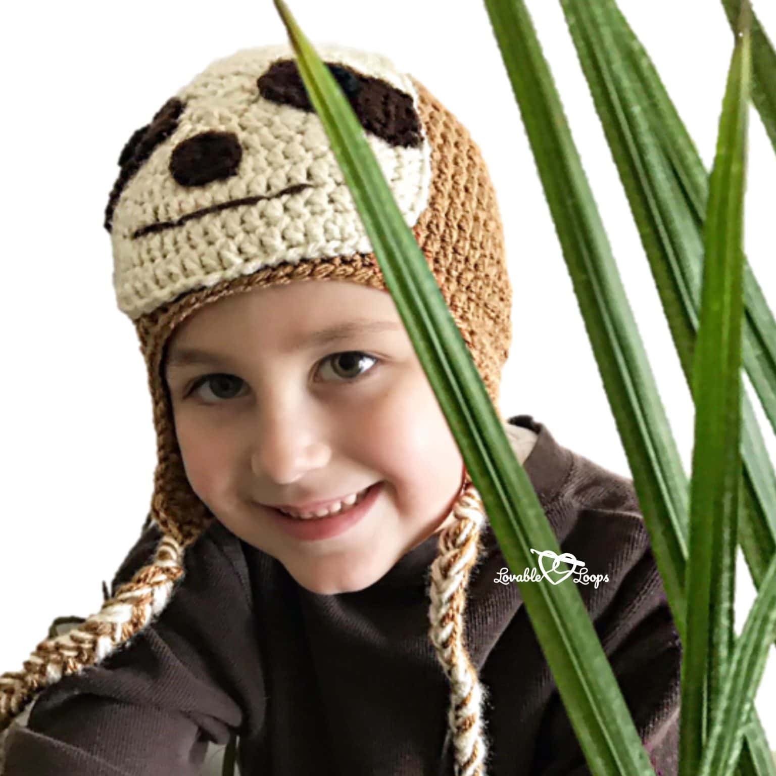Cute Crochet Sloth Hat Pattern with Ear Flaps & Braids (Free)