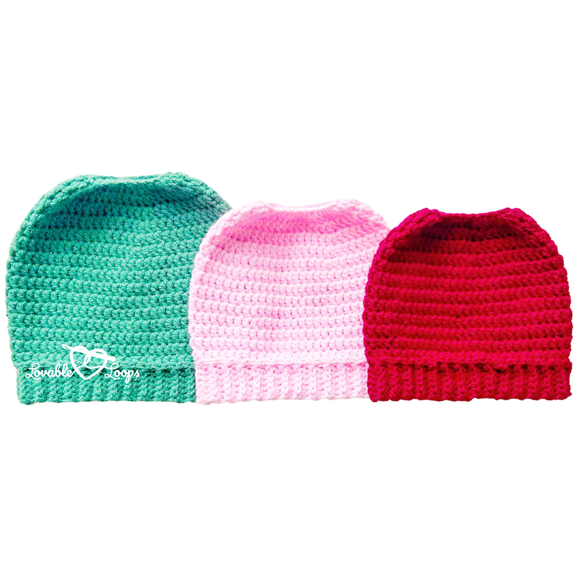 3 Sizes Crochet Ponytail Hat Pattern for Beginners (Free Easy)