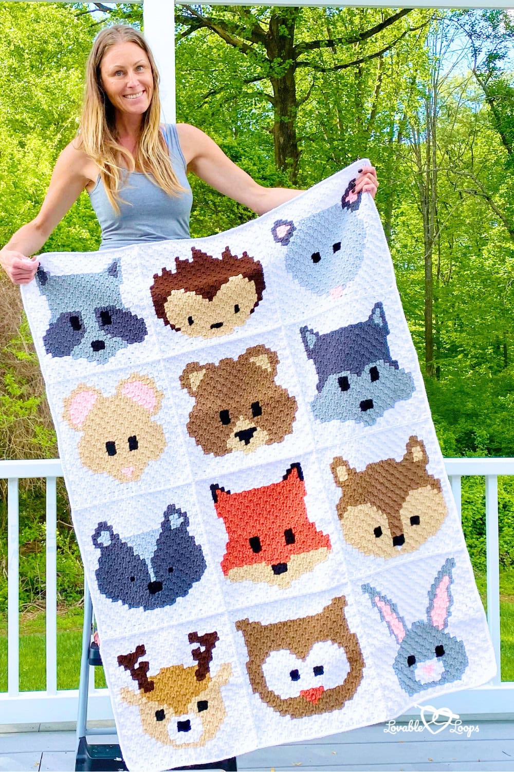 Crochet Baby Blanket Pattern Woodland Animals C2C