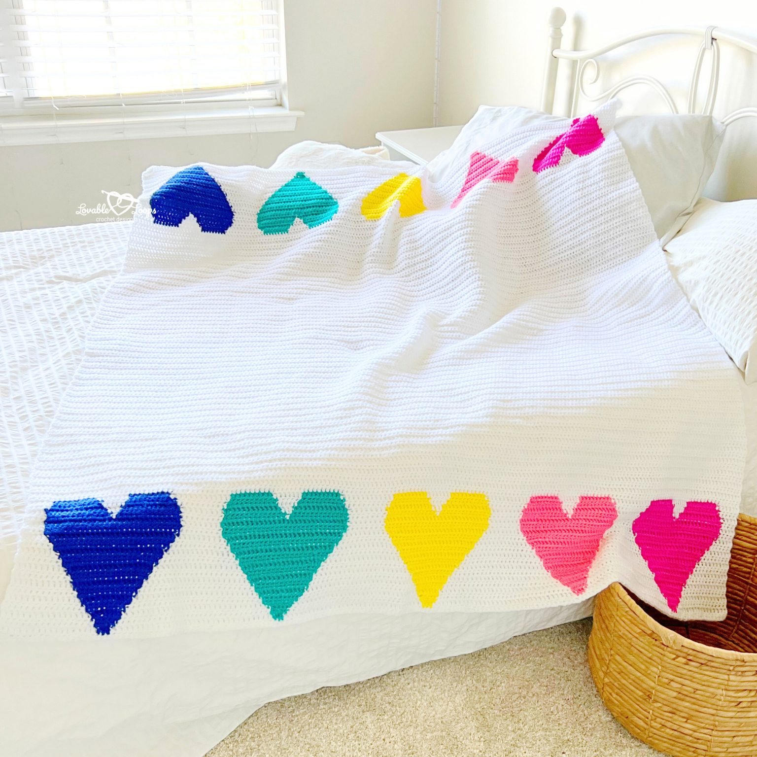 Rainbow Heart Crochet Blanket Pattern – Free and Easy