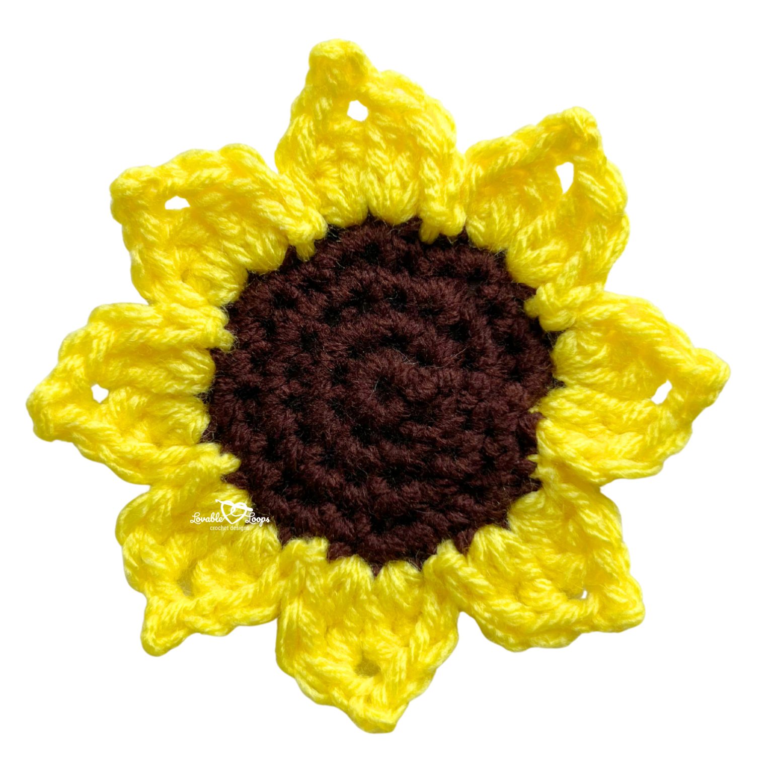 Free crochet sunflower applique pattern for beginners