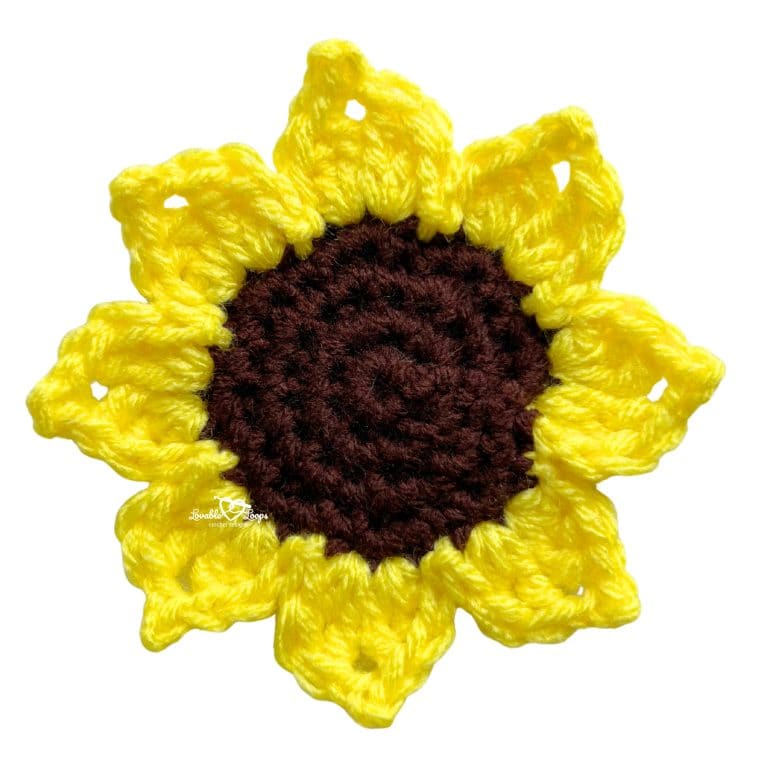 Free crochet sunflower applique pattern for beginners