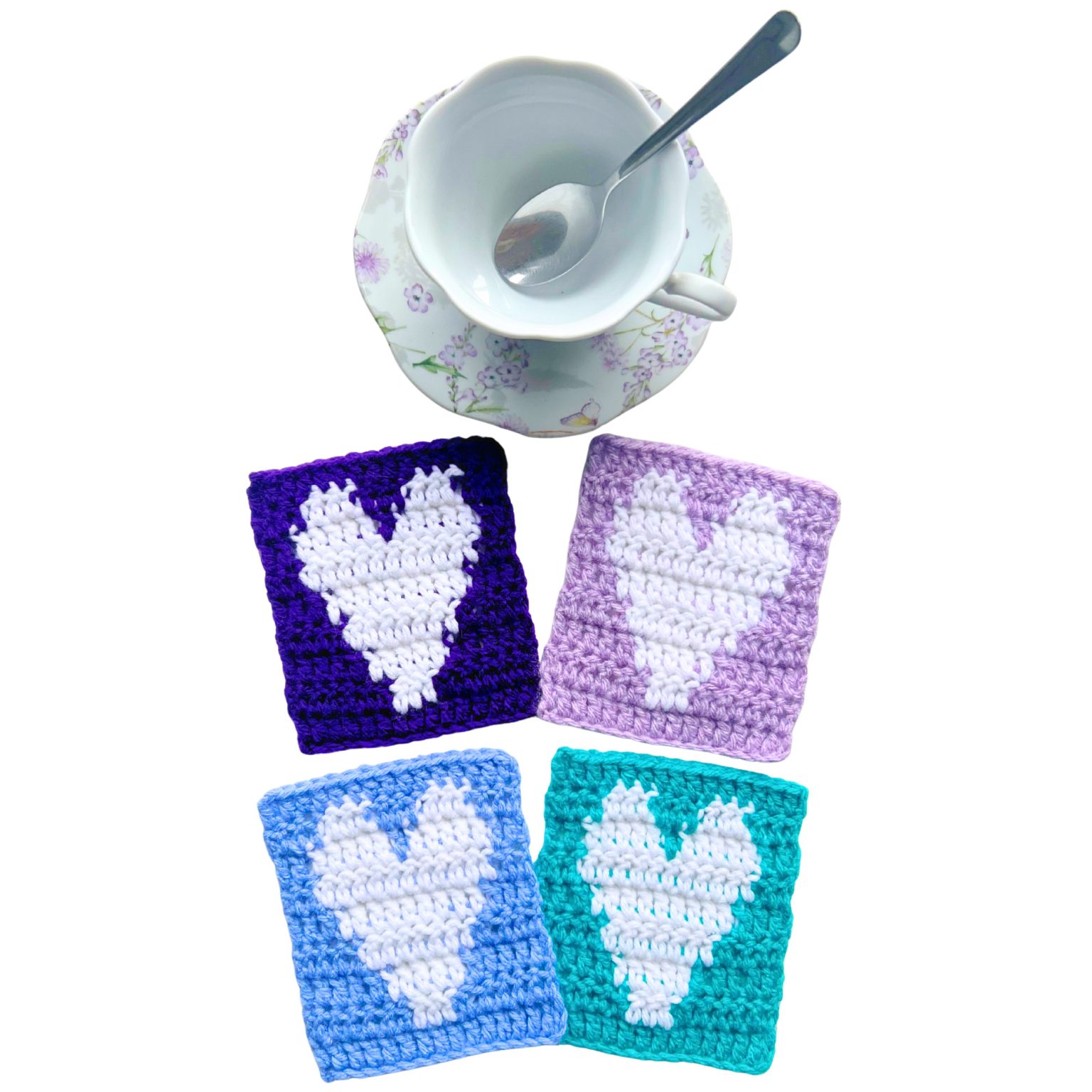 Crochet heart coaster pattern – free tapestry crochet design