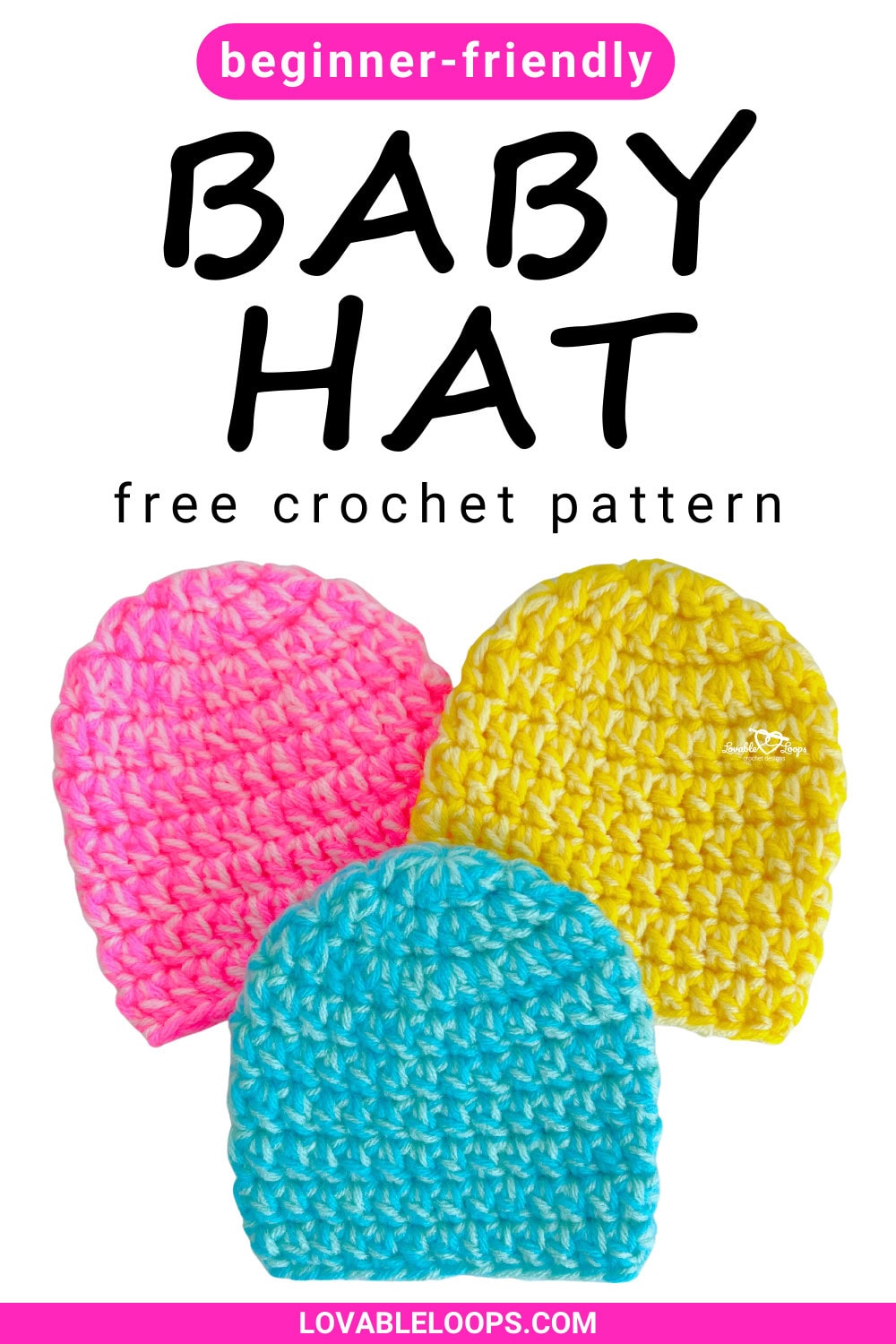 Free and easy Simple Baby Hat Crochet Pattern for Beginners; perfect for newborns, infant boys, and girls; uses DK yarn for a quick and cute winter beanie.