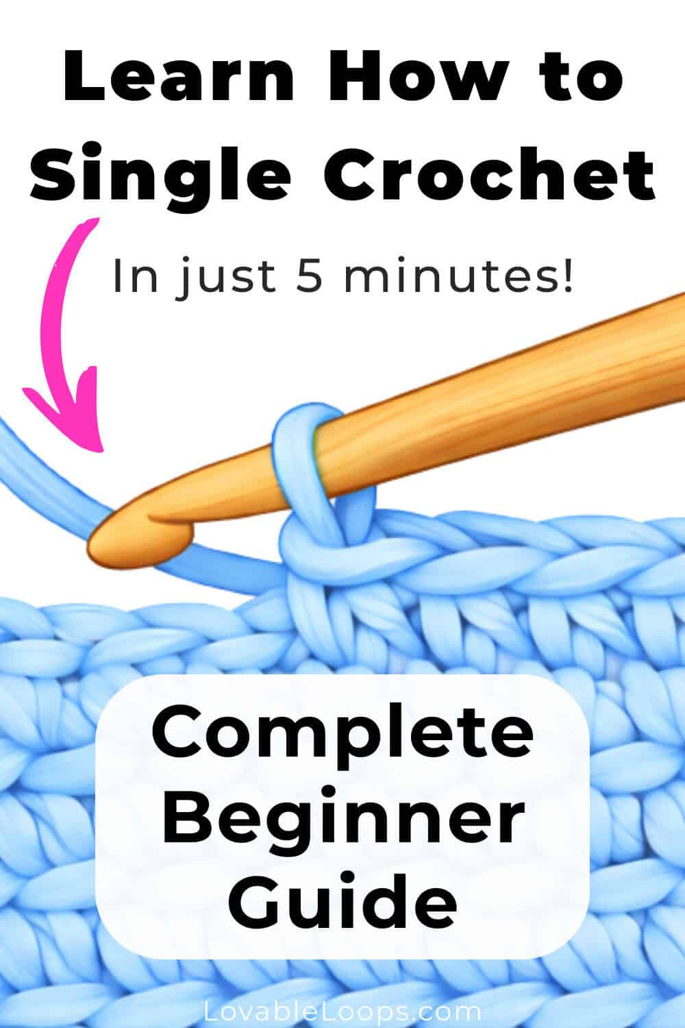 Learn how to single crochet in minutes with this beginner crochet stitch tutorial showing how to make the single crochet stitch.