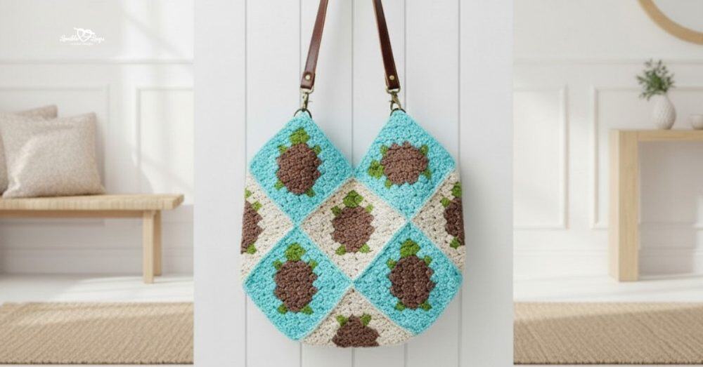Free Land & Sea Turtle c2c Crochet Bag Pattern for Beginners
