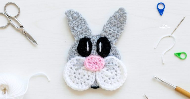 Crochet bunny applique pattern