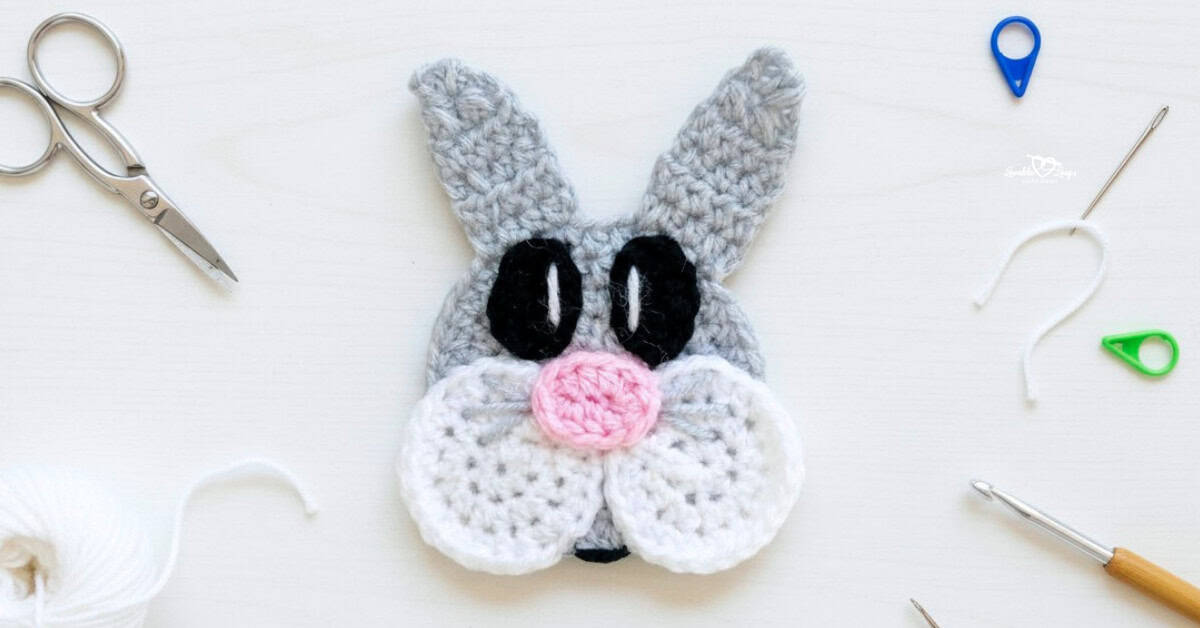 Crochet bunny applique pattern