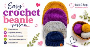 Easy crochet beanie pattern for beginners (baby to adult)