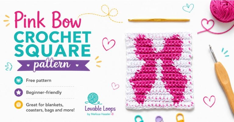 Crochet bow square pattern