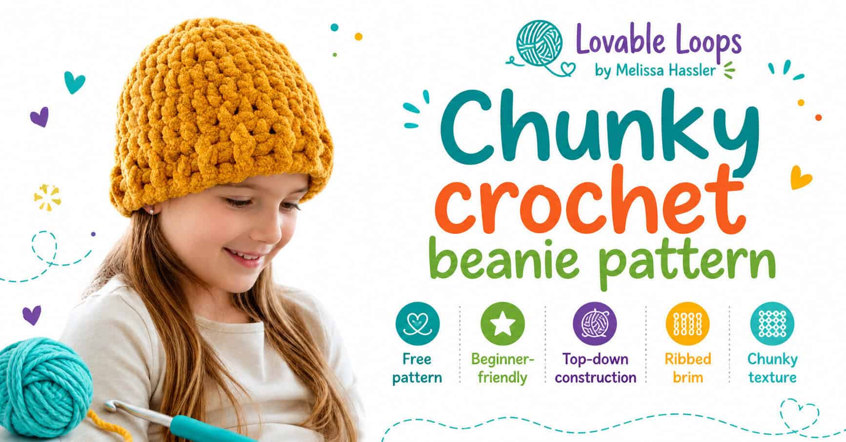 Child wearing a mustard chunky crochet beanie, photographed in a cozy modern cabin with light wood walls and soft natural light.