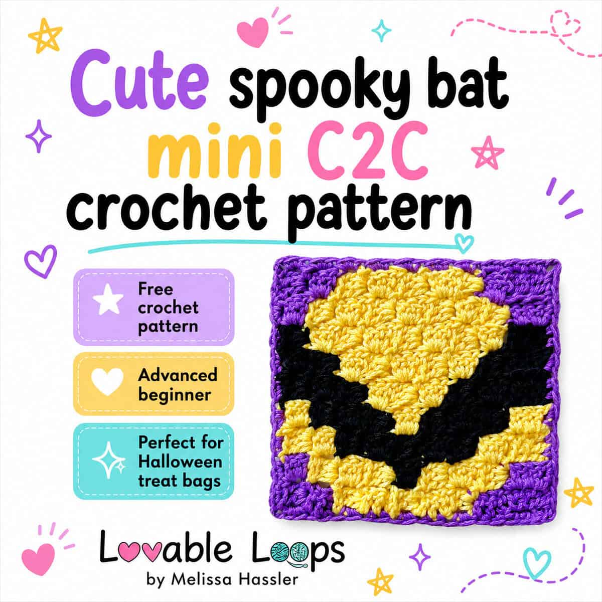 C2C crochet bat pattern free
