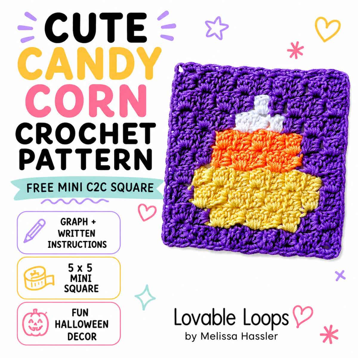 C2C crochet candy corn pattern free