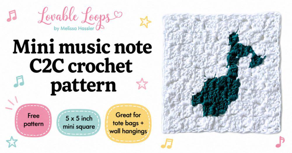 C2C crochet music note pattern free