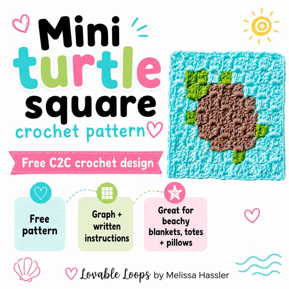 C2C crochet turtle pattern free
