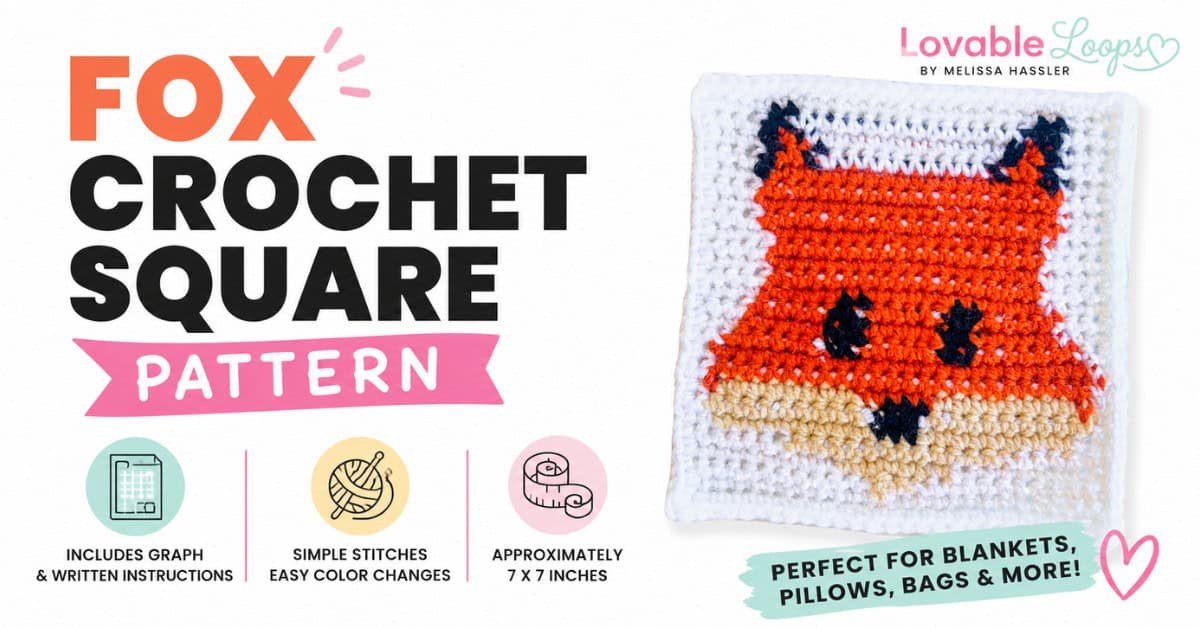 Fox crochet square pattern
