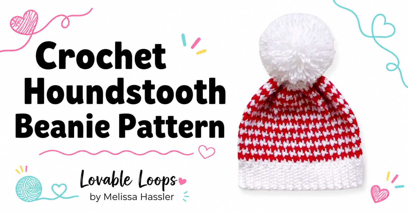 Landscape featured image showing a brown marled crochet ribbed beanie with a folded cuff and cream pom pom beside bold text reading “Crochet Ribbed Beanie Pattern” and “Free Pattern,” with Lovable Loops by Melissa Hassler branding.