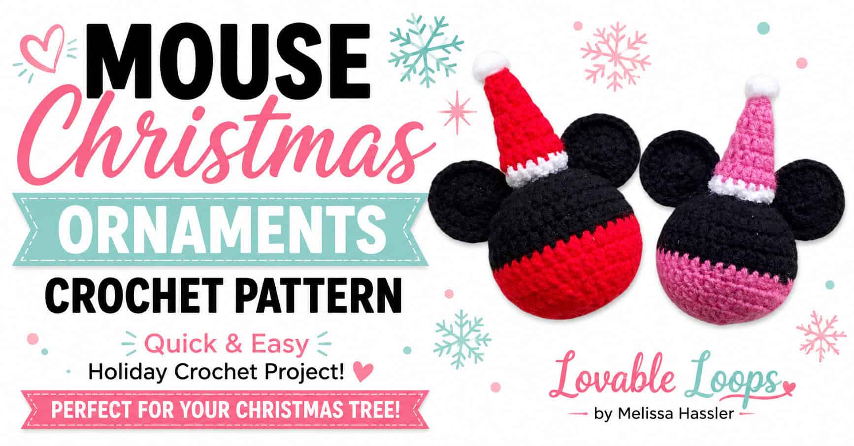 Mouse crochet Christmas ornaments pattern